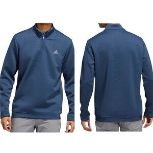 NWT Adidas Golf Men's 3-Stripe DWR Textured Quarter-Zip Pullover in Crew Navy